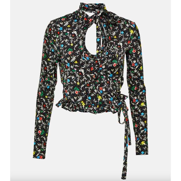 Paco Rabanne Printed wrap crop top multi floral - FR40 - Picture 1 of 6